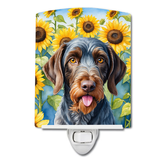 Buy this German Wirehaired Pointer in Sunflowers Ceramic Night Light