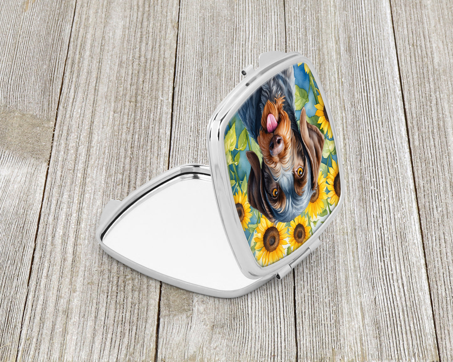 German Wirehaired Pointer in Sunflowers Compact Mirror