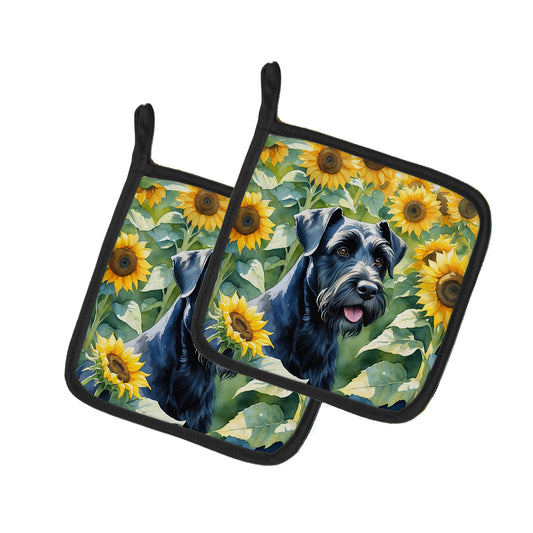 Buy this Giant Schnauzer in Sunflowers Pair of Pot Holders