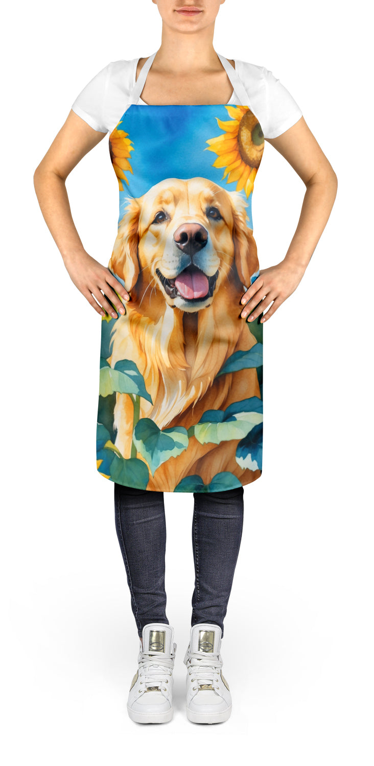 Golden Retriever in Sunflowers Apron