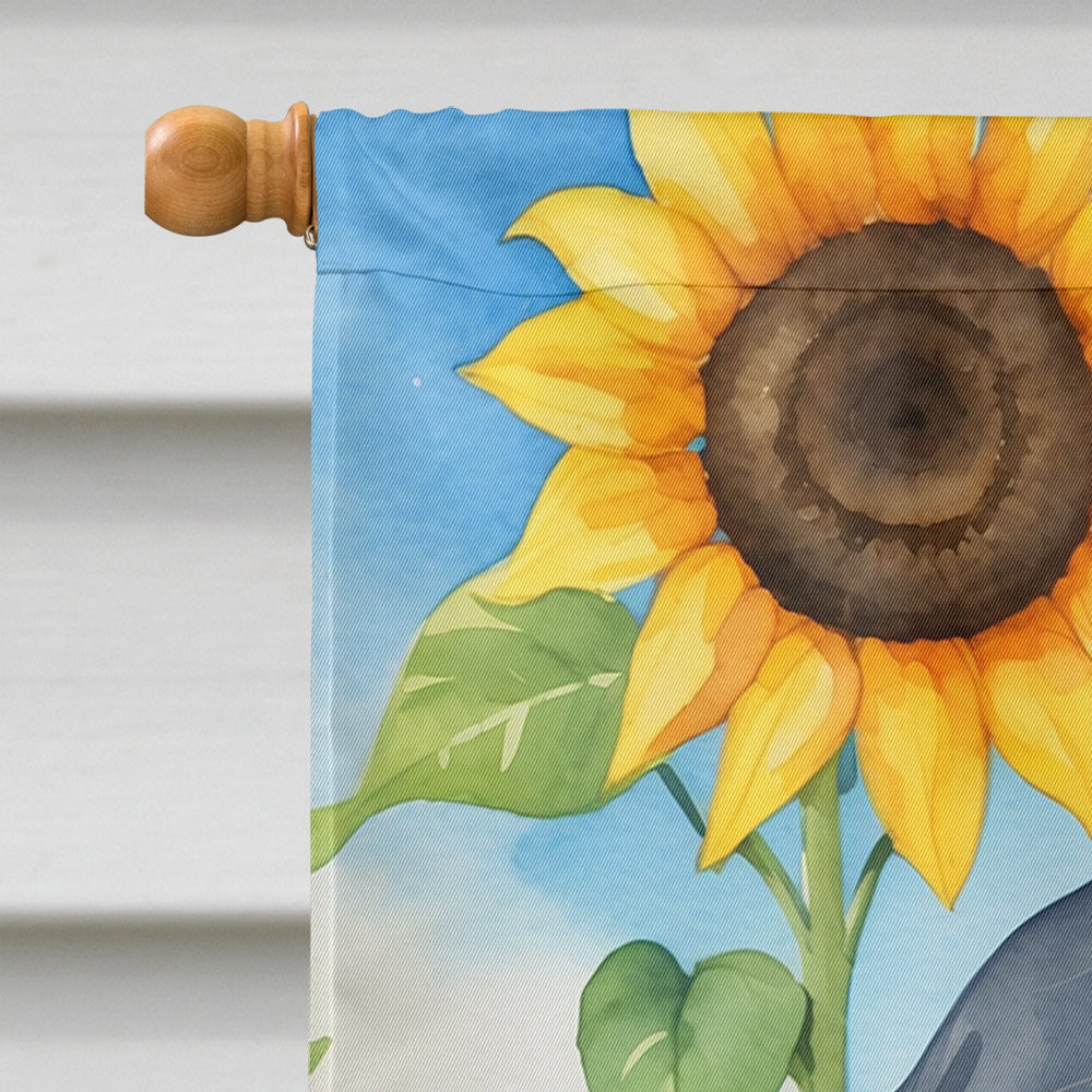 Gordon Setter in Sunflowers House Flag