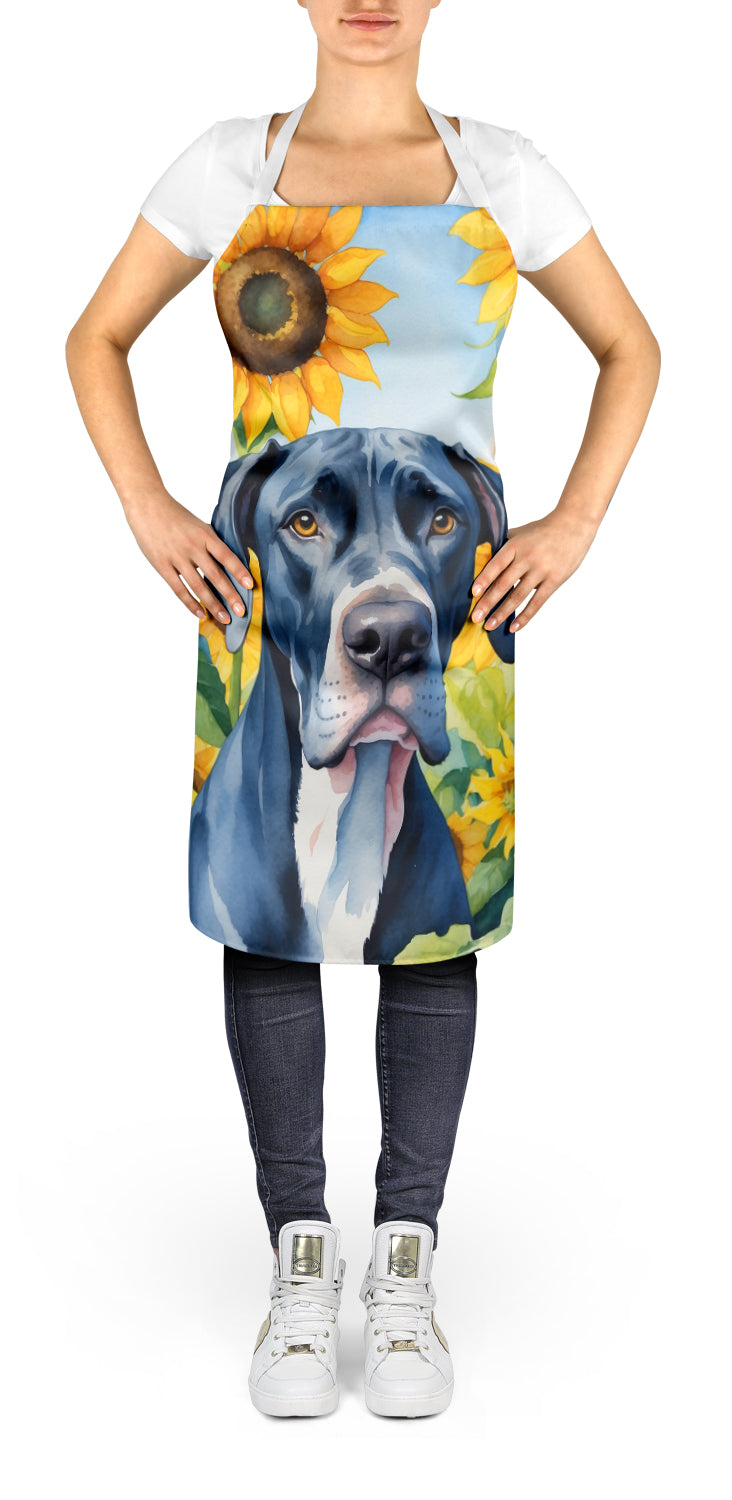 Great Dane in Sunflowers Apron