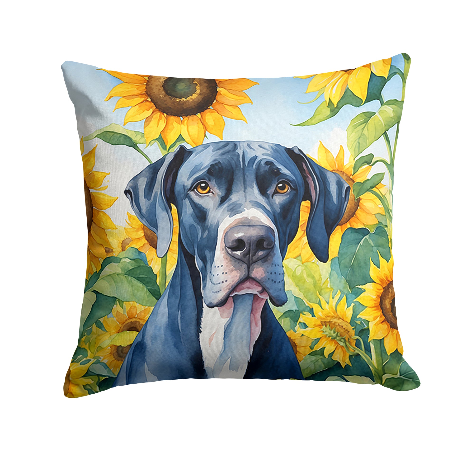 Buy this Great Dane in Sunflowers Throw Pillow