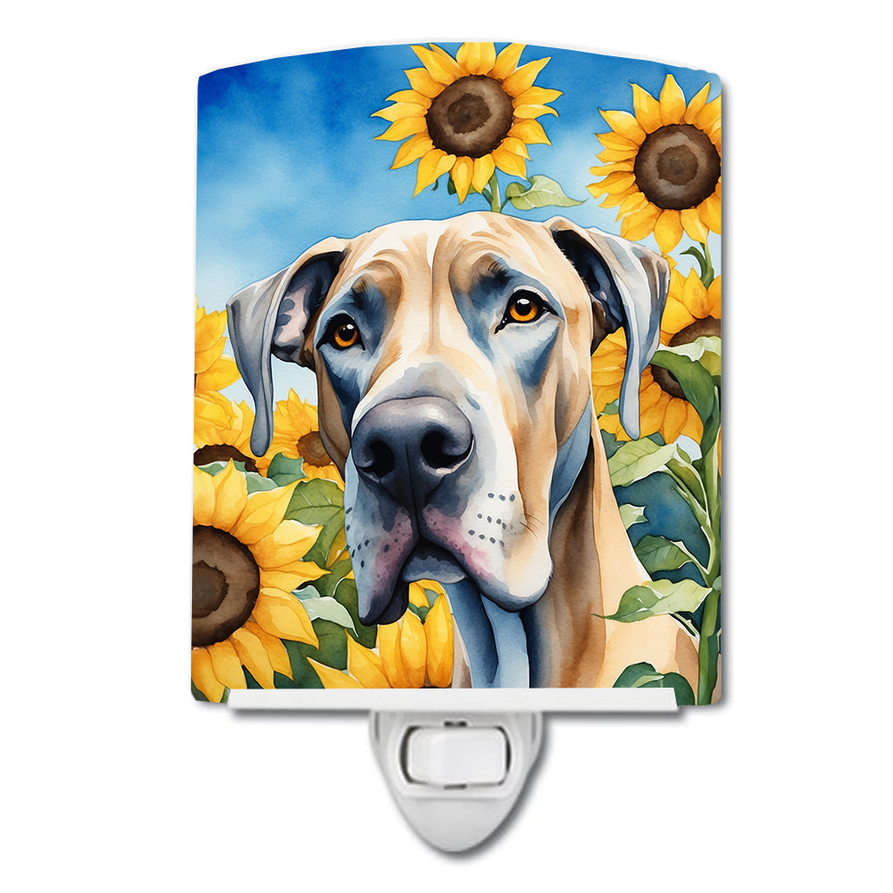 Buy this Great Dane in Sunflowers Ceramic Night Light