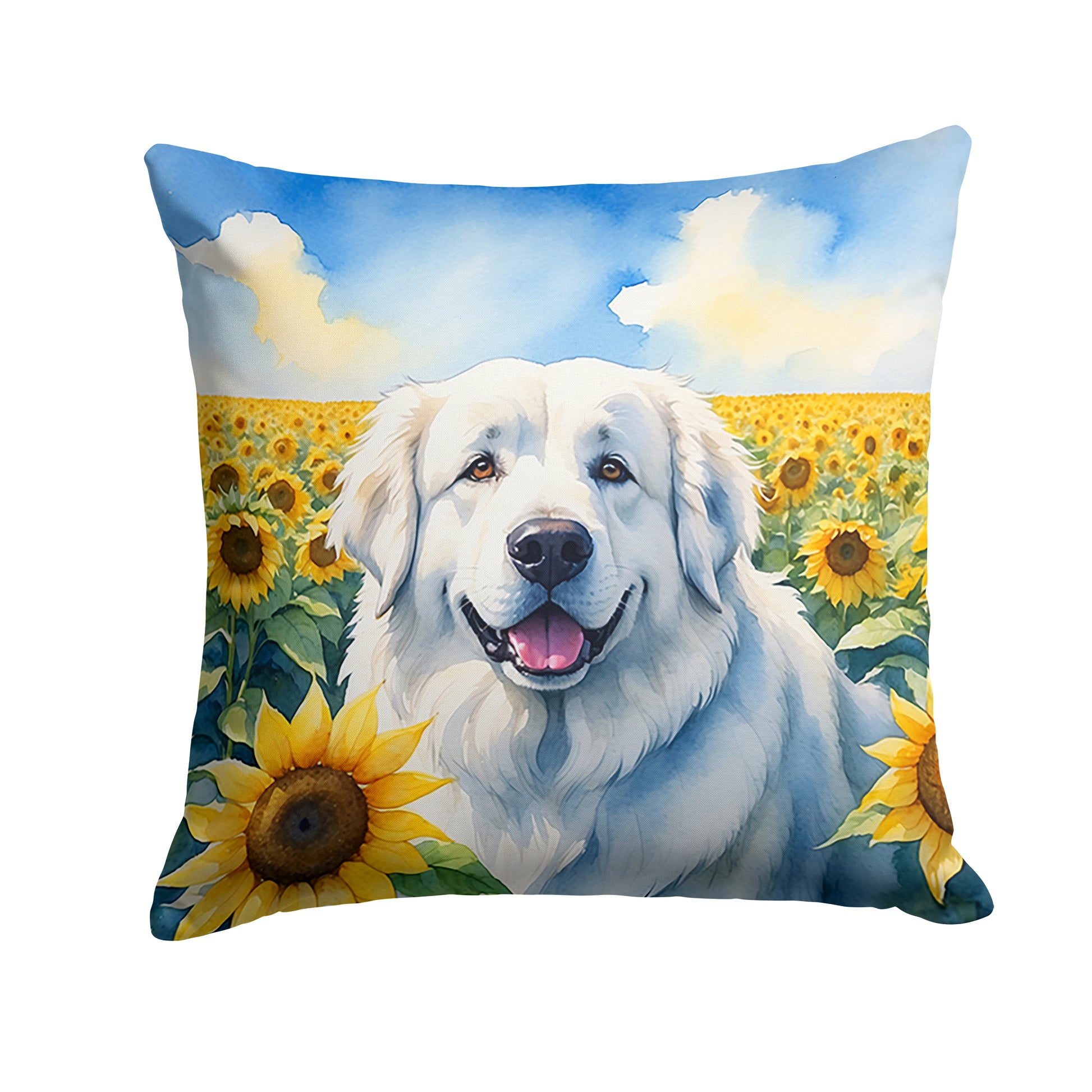 Buy this Great Pyrenees in Sunflowers Throw Pillow