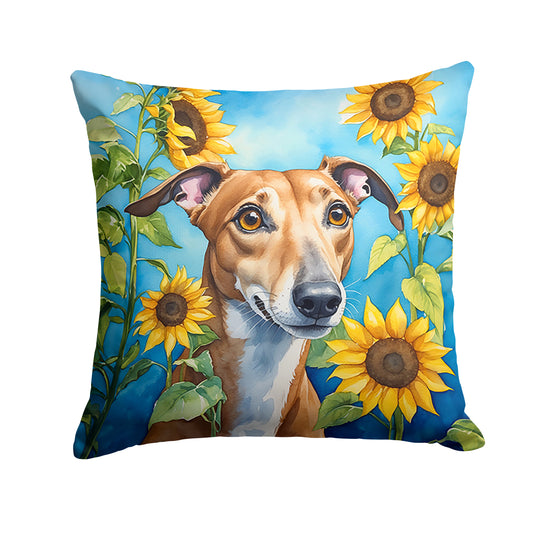 Buy this Greyhound in Sunflowers Throw Pillow