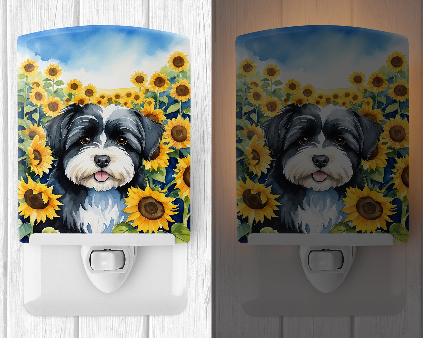 Havanese in Sunflowers Ceramic Night Light