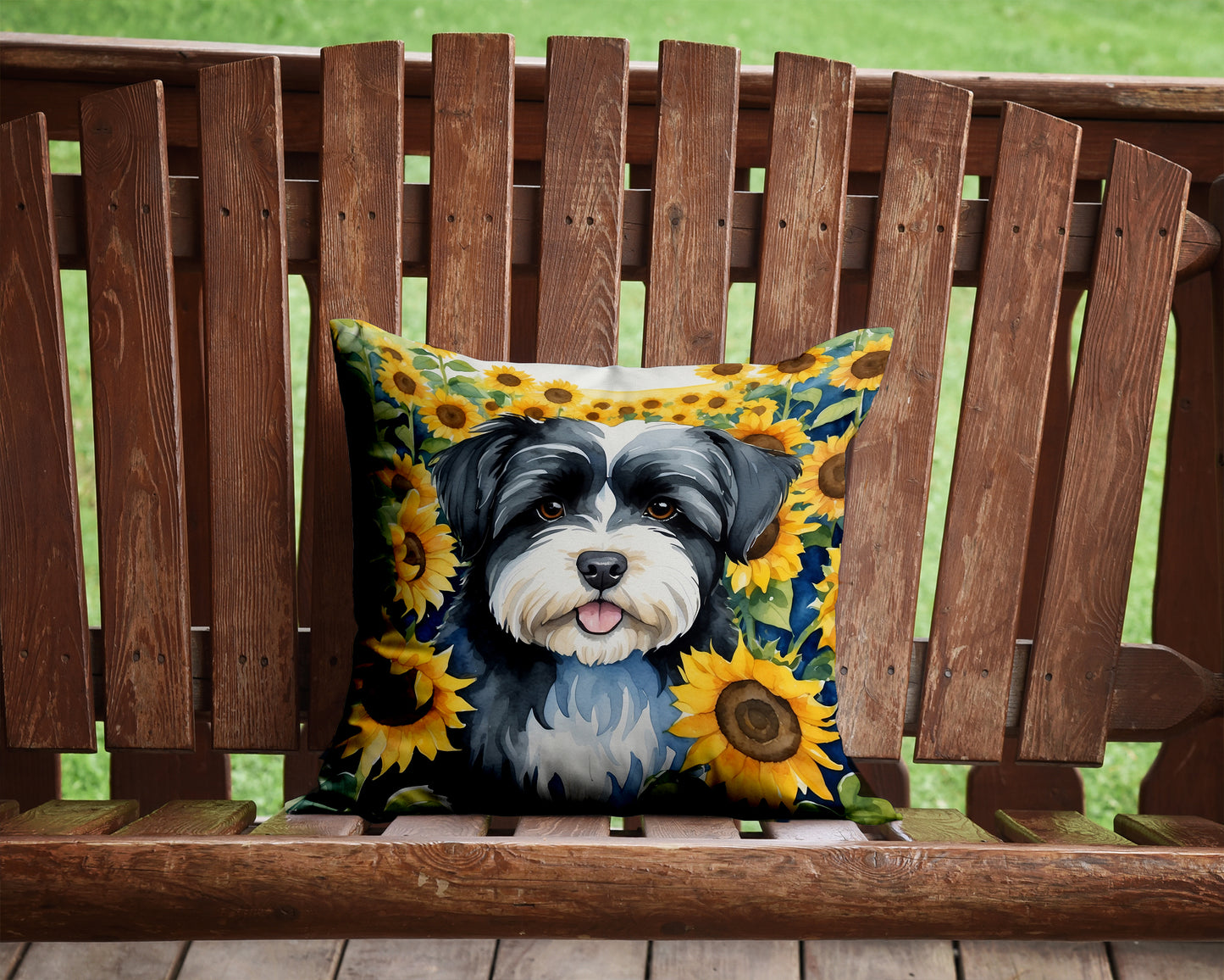 Havanese in Sunflowers Throw Pillow