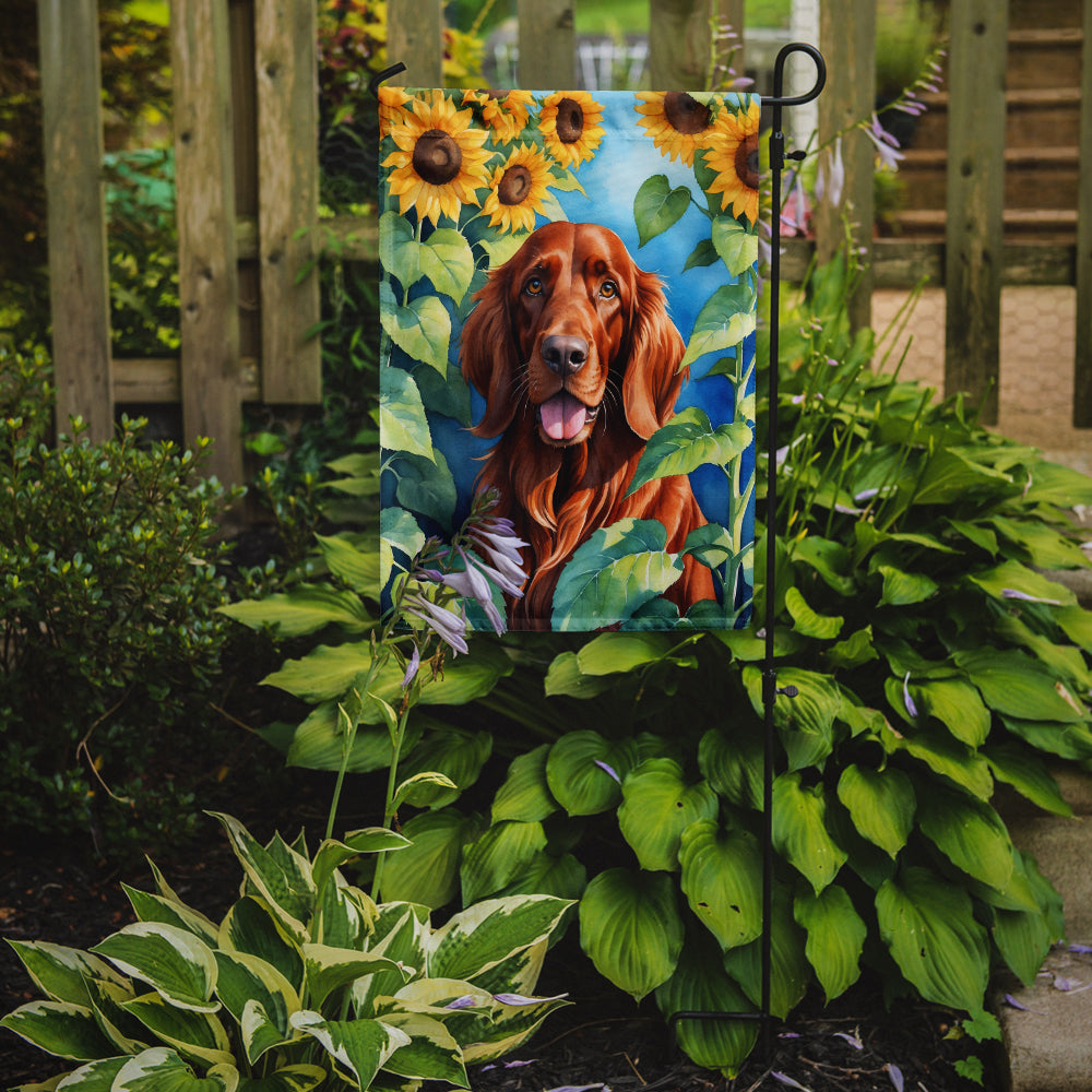 Irish Setter in Sunflowers Garden Flag