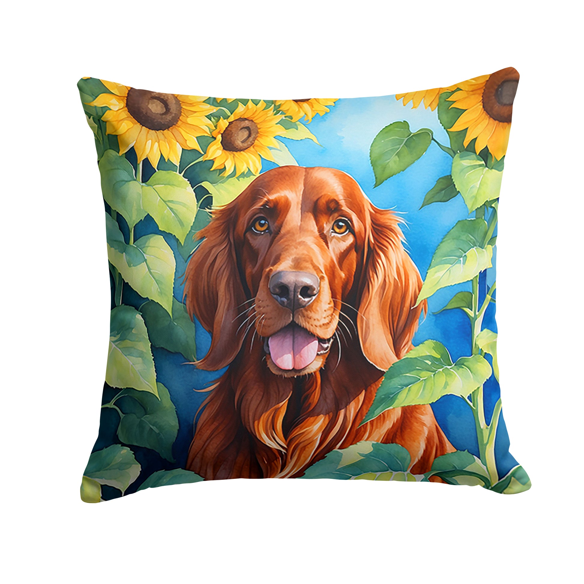 Buy this Irish Setter in Sunflowers Throw Pillow