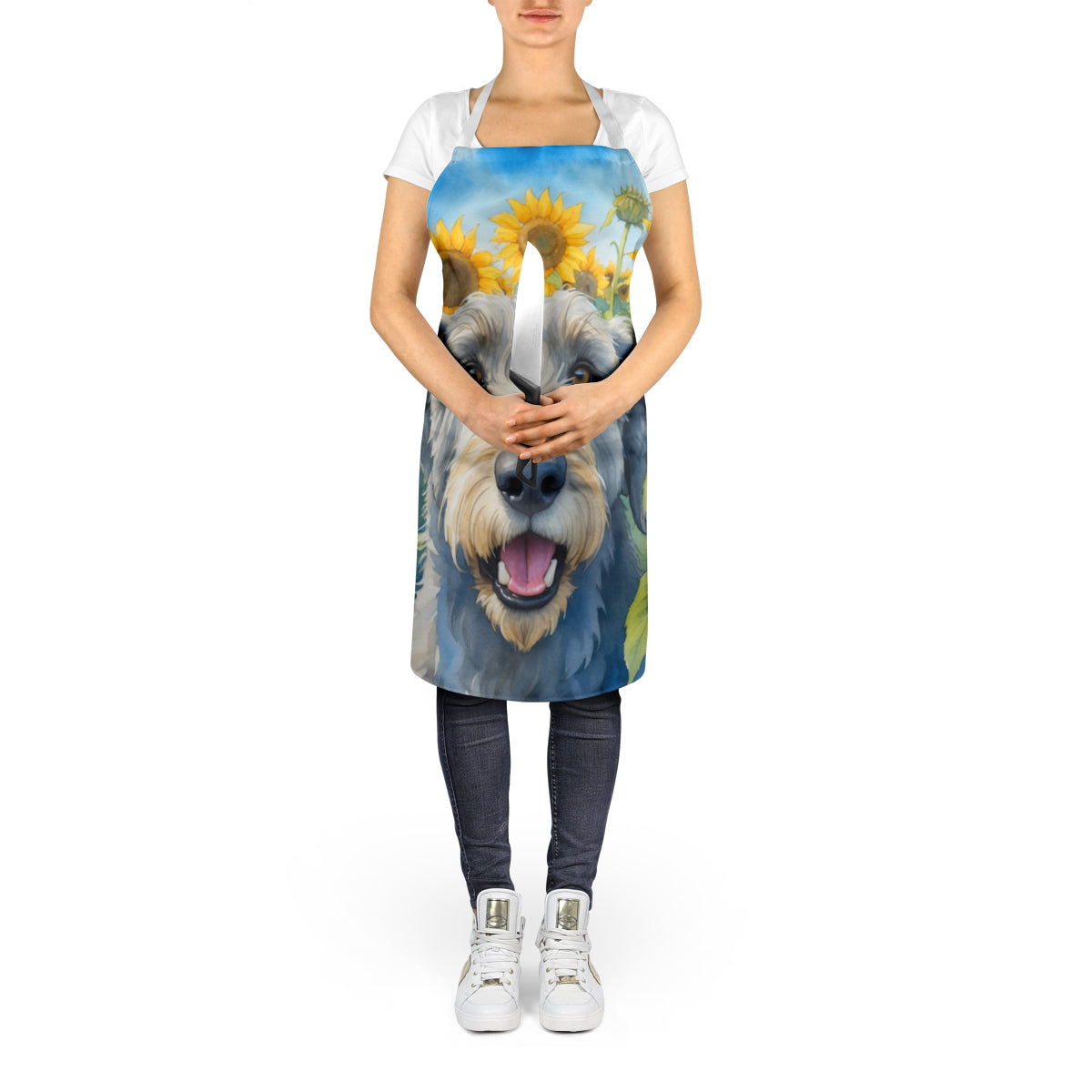 Irish Wolfhound in Sunflowers Apron