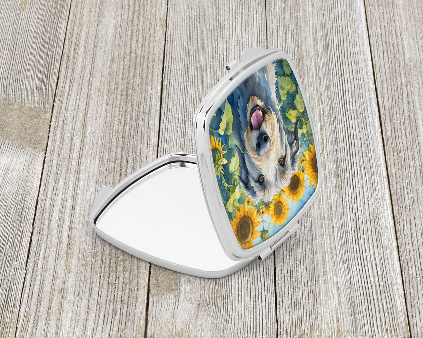 Irish Wolfhound in Sunflowers Compact Mirror