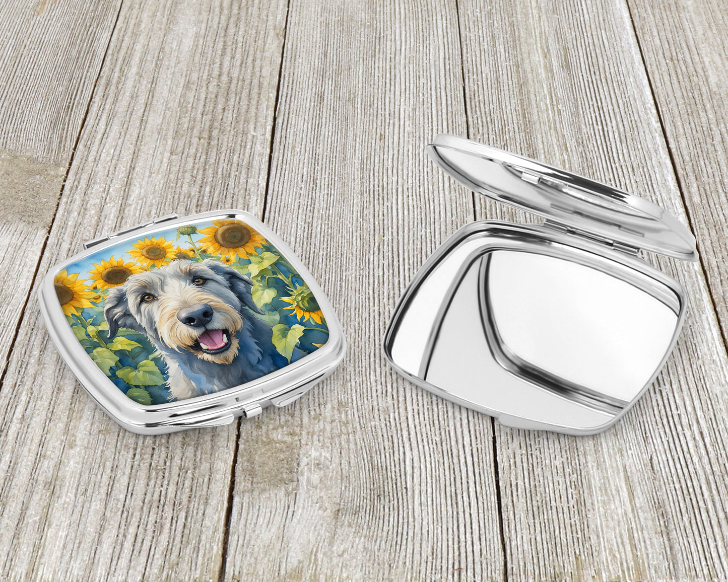 Irish Wolfhound in Sunflowers Compact Mirror