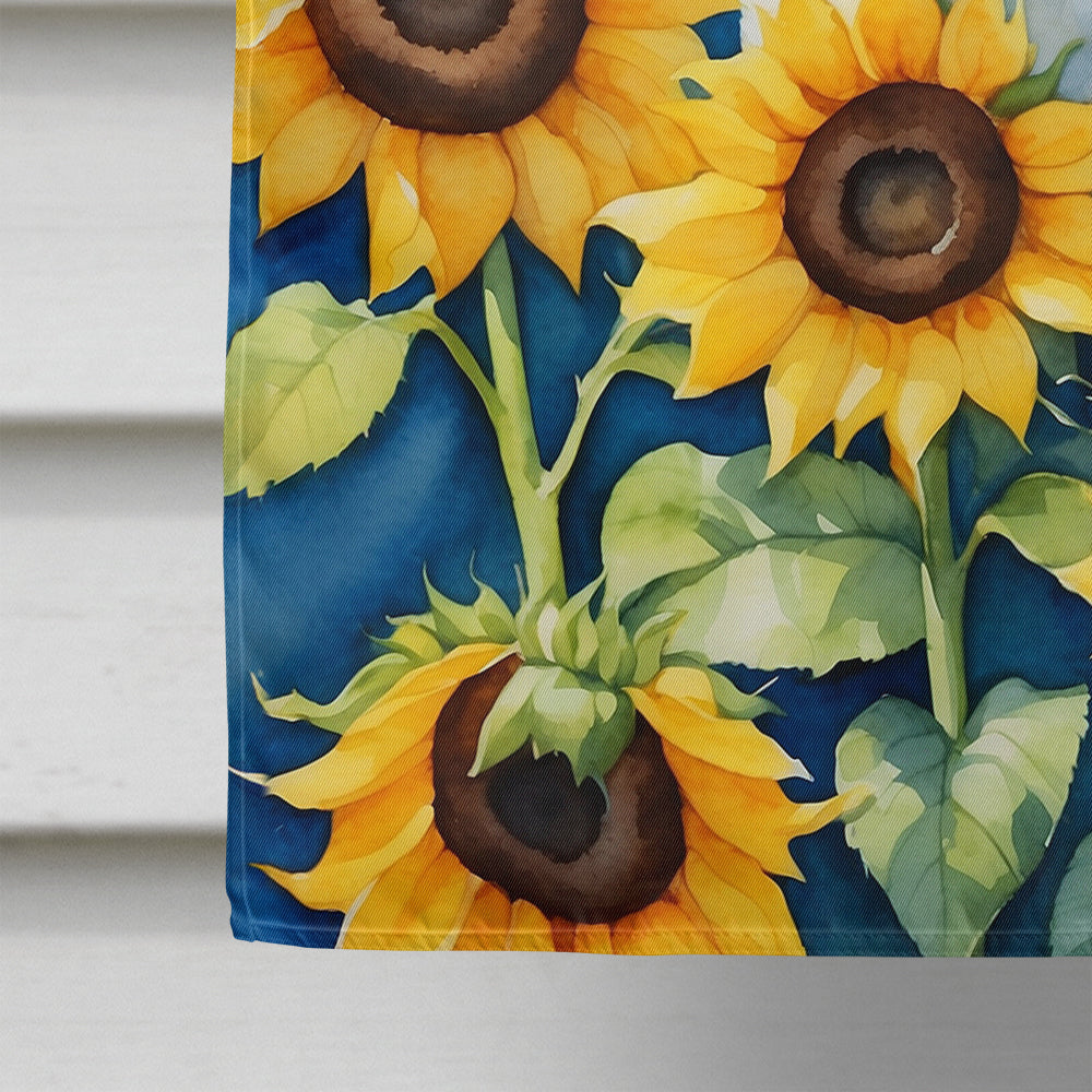 Jack Russell Terrier in Sunflowers House Flag