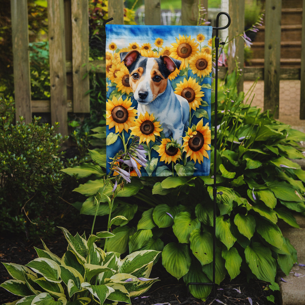 Jack Russell Terrier in Sunflowers Garden Flag