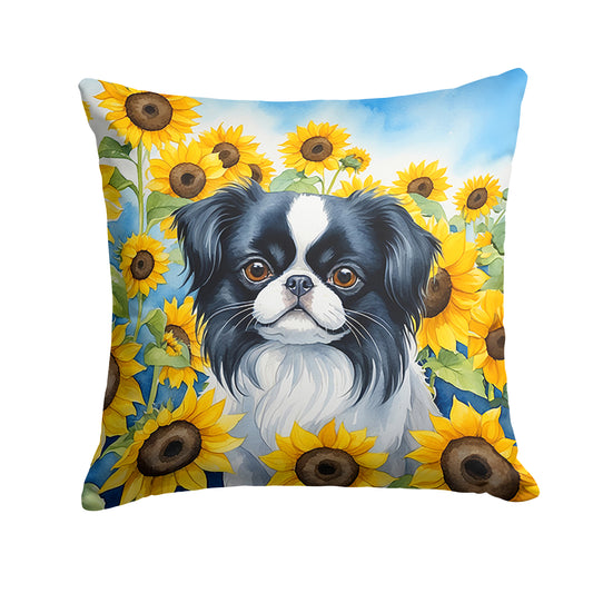 Buy this Japanese Chin in Sunflowers Throw Pillow