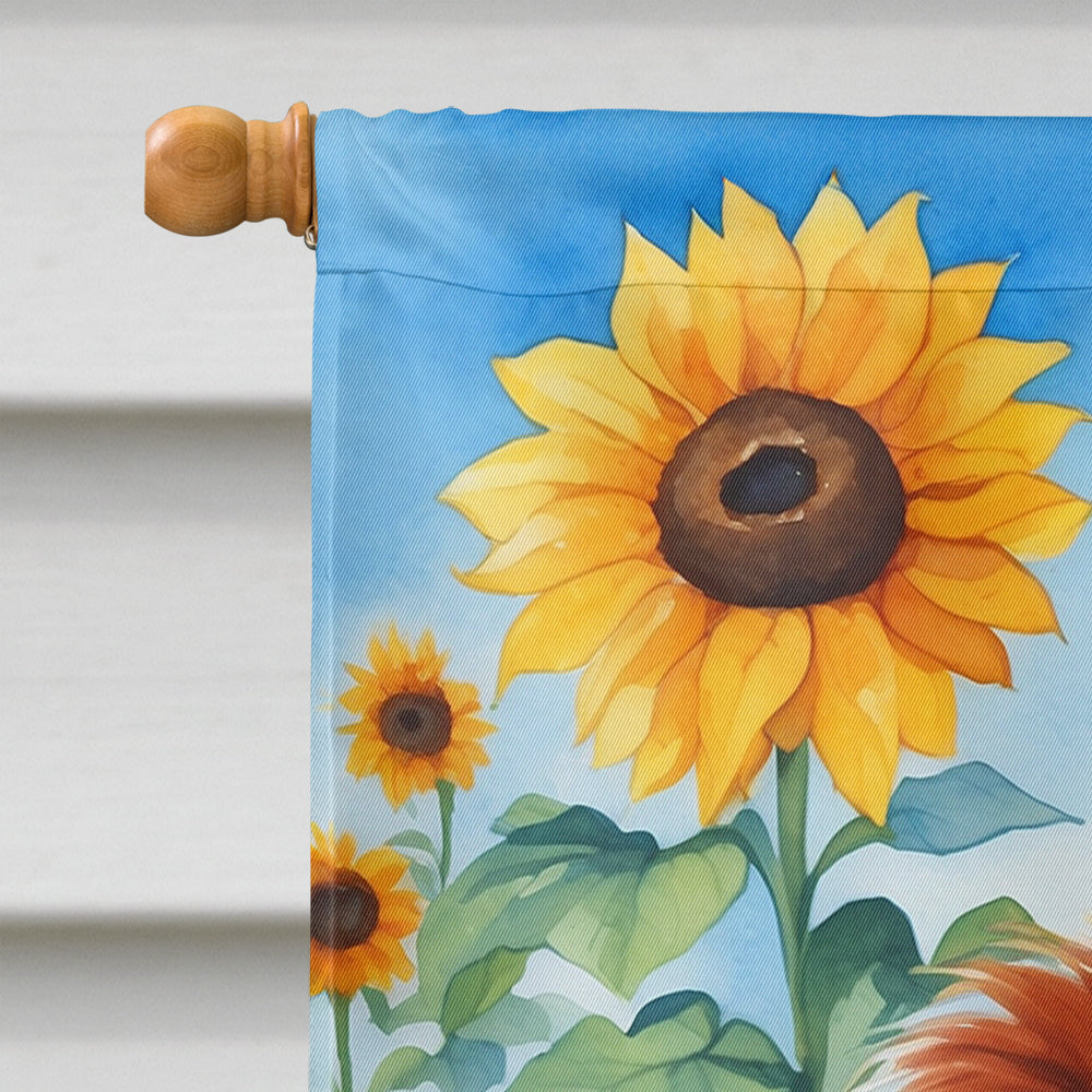 Japanese Chin in Sunflowers House Flag