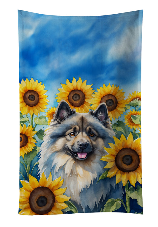 Buy this Keeshond in Sunflowers Kitchen Towel