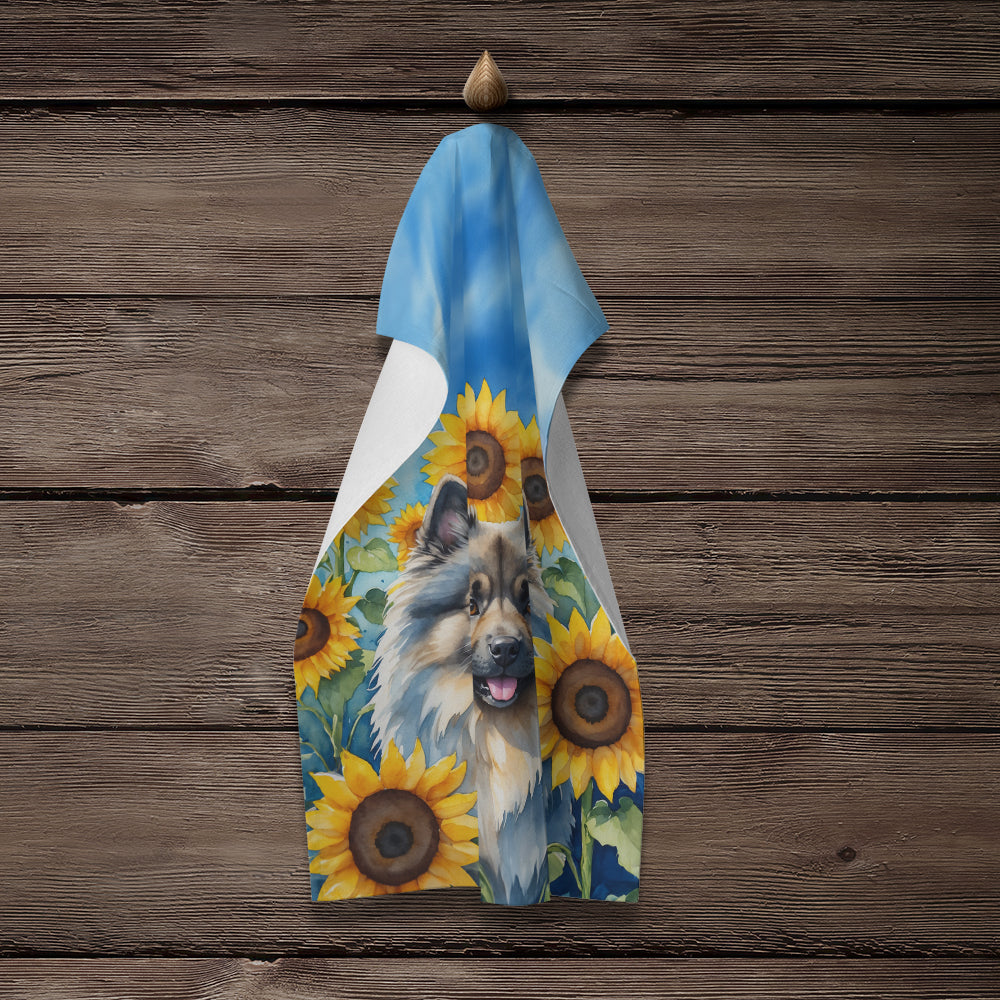 Keeshond in Sunflowers Kitchen Towel