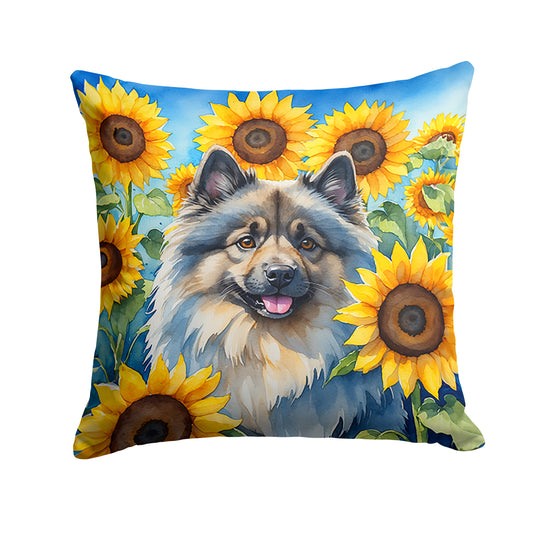 Buy this Keeshond in Sunflowers Throw Pillow