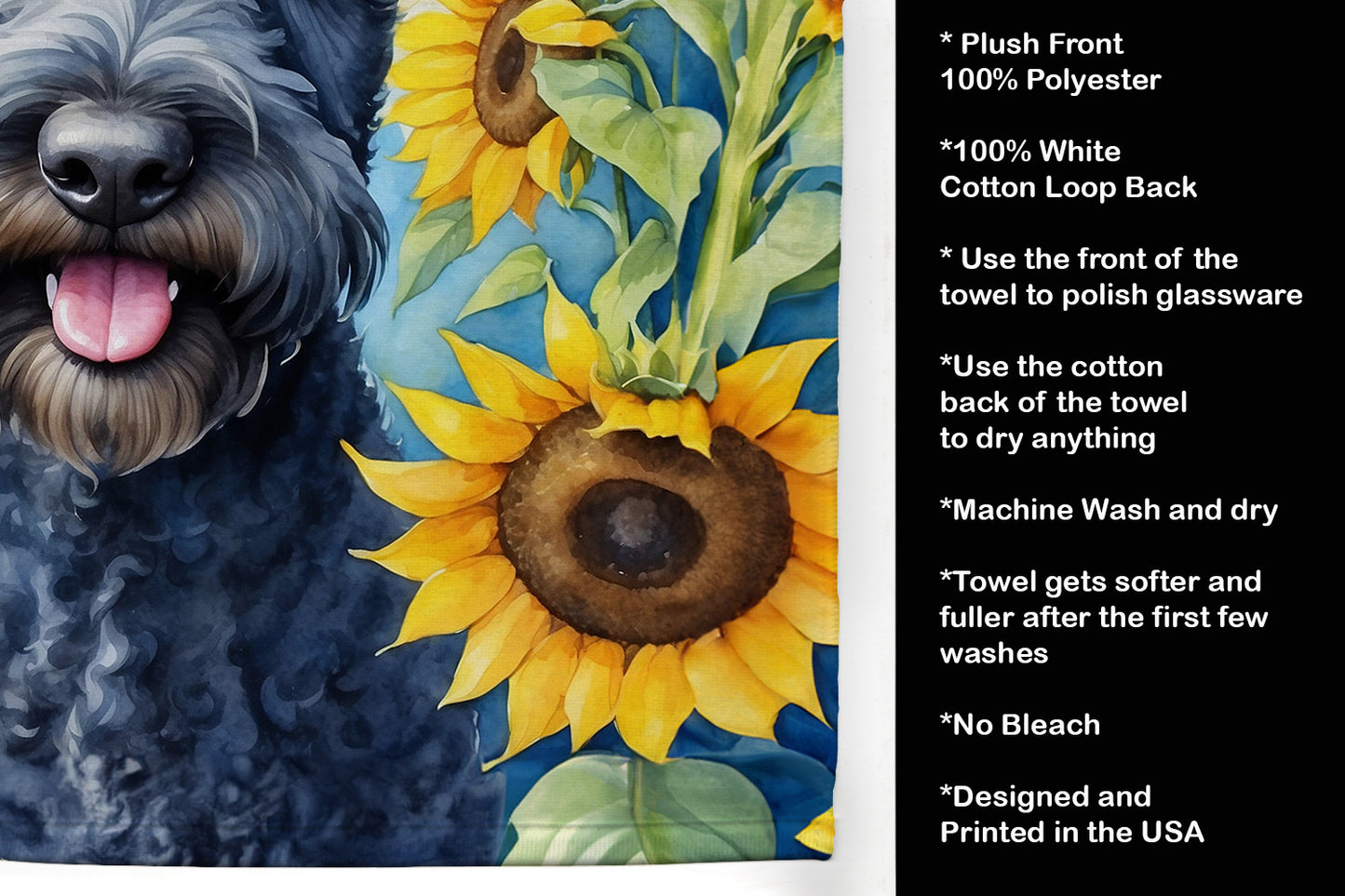 Kerry Blue Terrier in Sunflowers Kitchen Towel