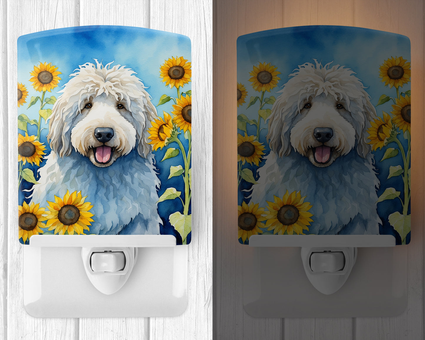 Komondor in Sunflowers Ceramic Night Light