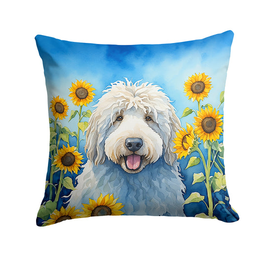 Buy this Komondor in Sunflowers Throw Pillow