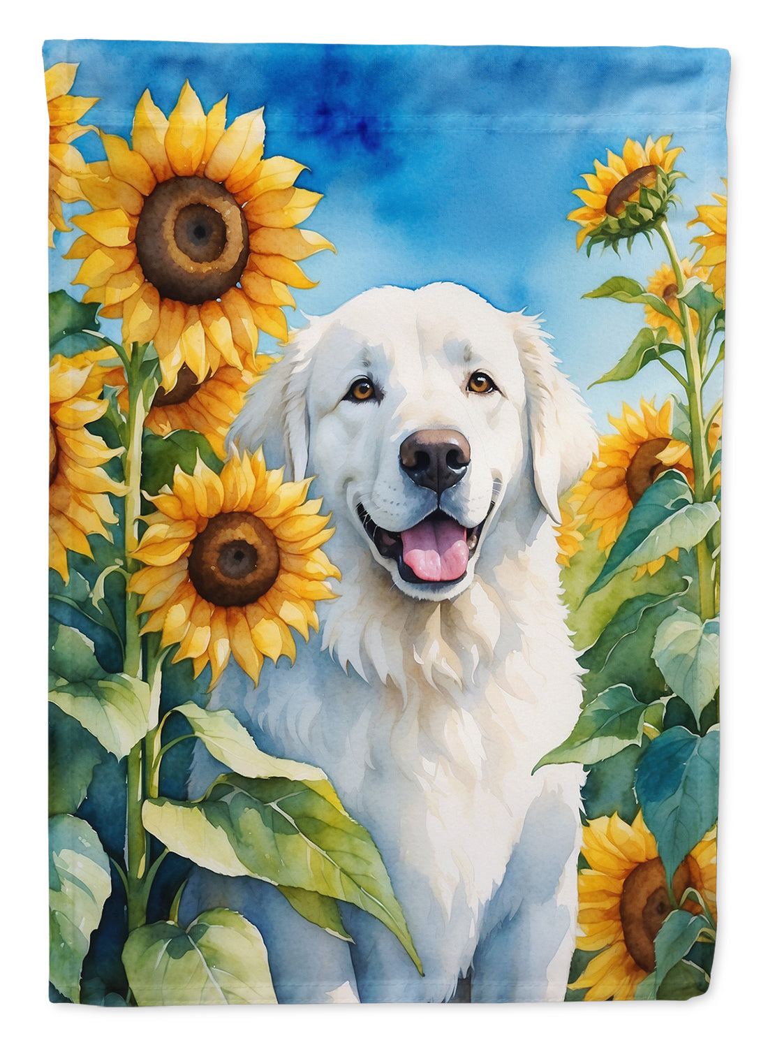 Buy this Kuvasz in Sunflowers House Flag