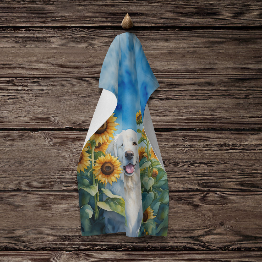 Kuvasz in Sunflowers Kitchen Towel