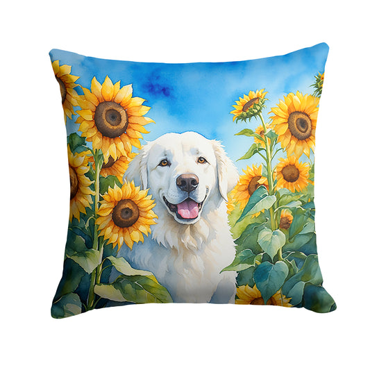 Buy this Kuvasz in Sunflowers Throw Pillow