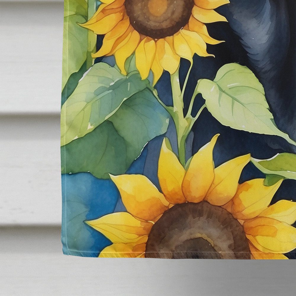 Labrador Retriever in Sunflowers House Flag