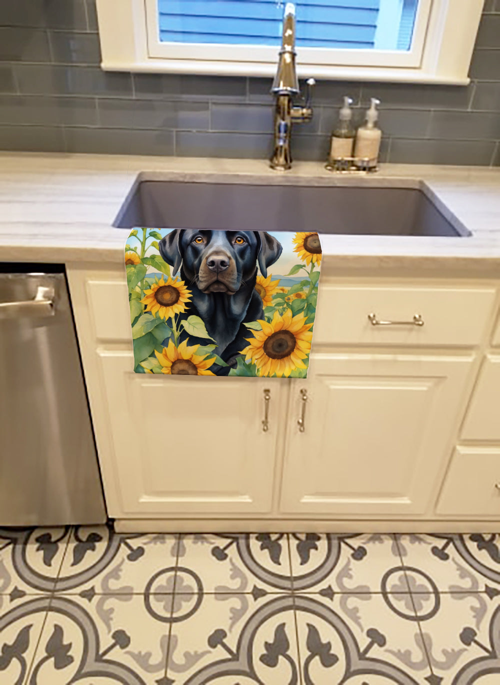 Labrador Retriever in Sunflowers Kitchen Towel