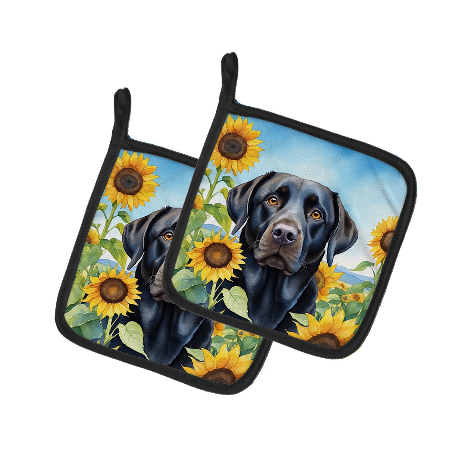 Buy this Labrador Retriever in Sunflowers Pair of Pot Holders