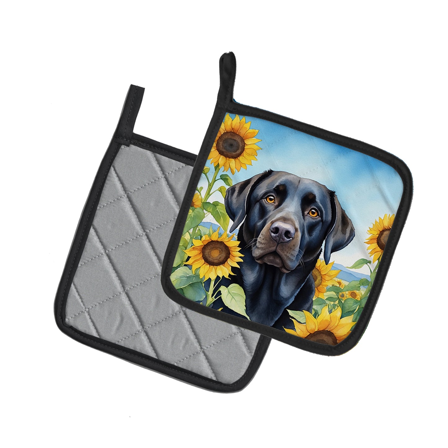 Labrador Retriever in Sunflowers Pair of Pot Holders