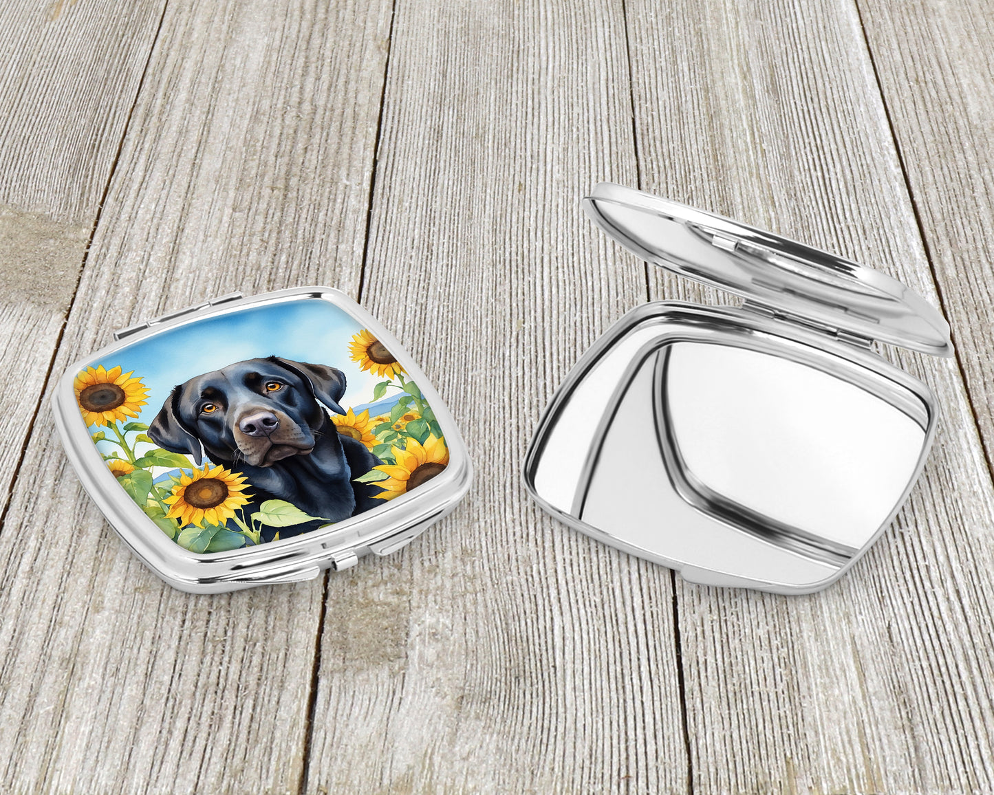 Labrador Retriever in Sunflowers Compact Mirror