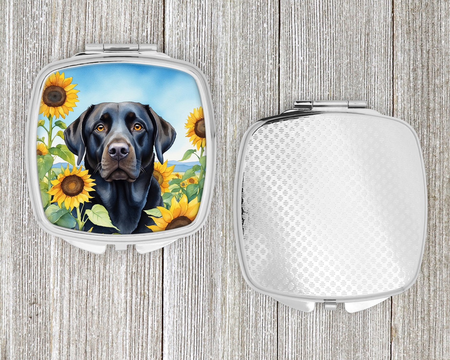 Labrador Retriever in Sunflowers Compact Mirror