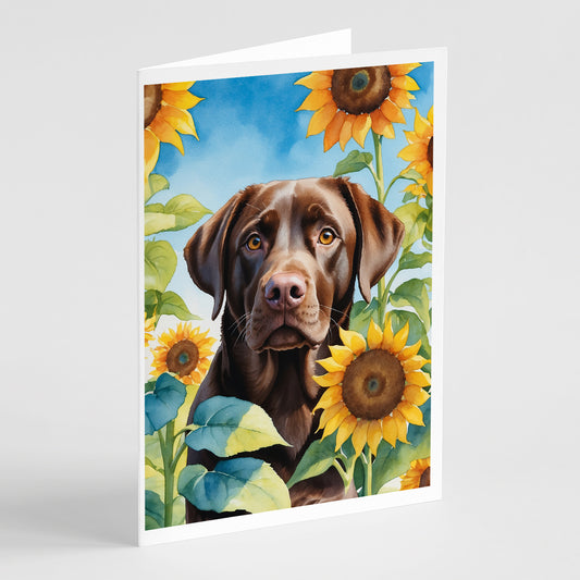 Buy this Labrador Retriever in Sunflowers Greeting Cards Pack of 8