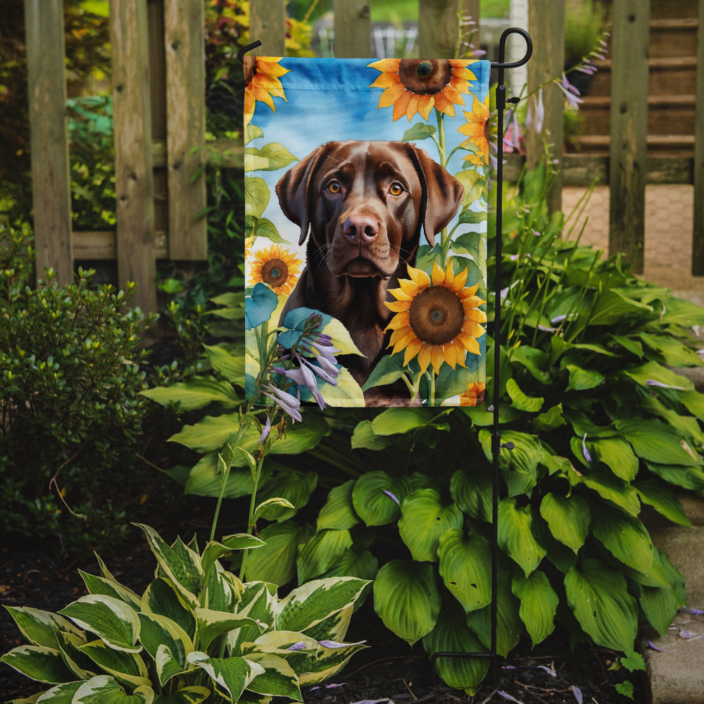 Labrador Retriever in Sunflowers Garden Flag