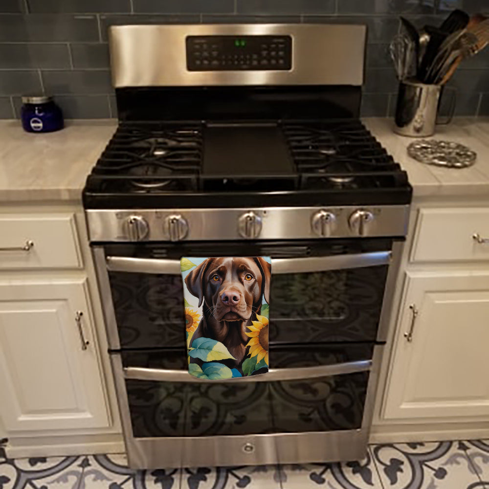 Labrador Retriever in Sunflowers Kitchen Towel