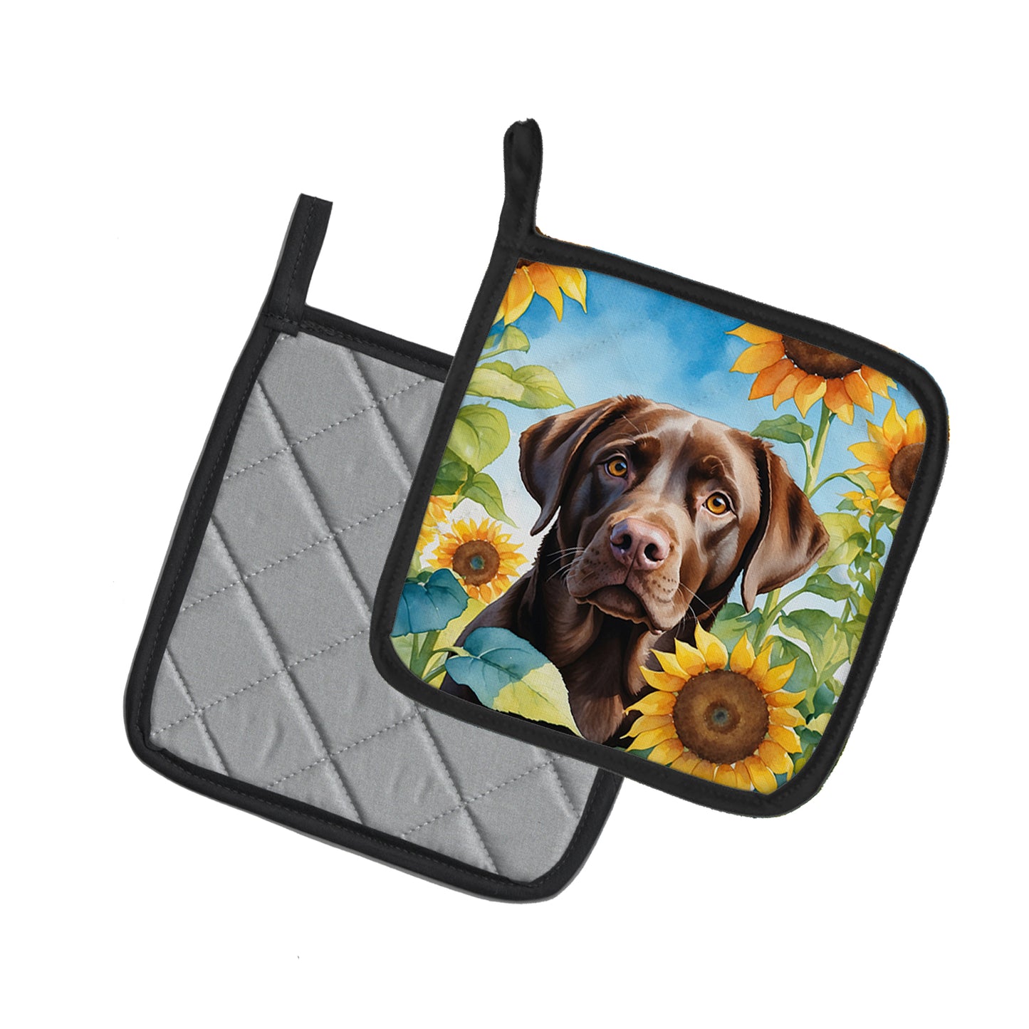 Labrador Retriever in Sunflowers Pair of Pot Holders