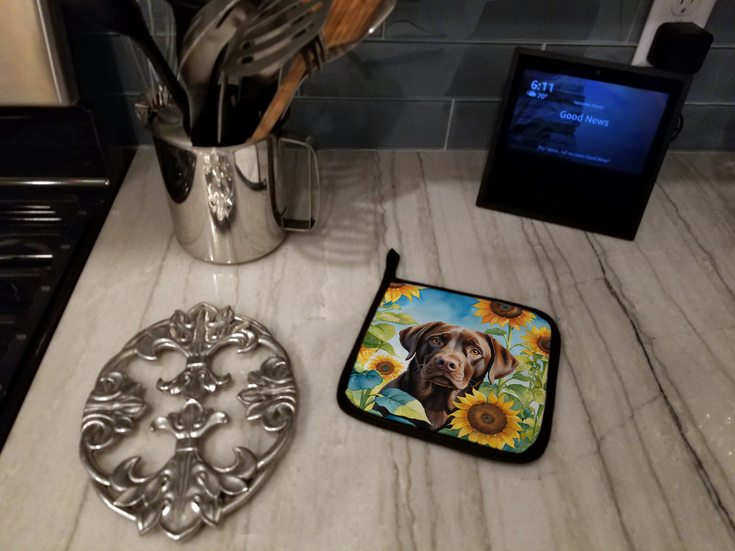 Labrador Retriever in Sunflowers Pair of Pot Holders