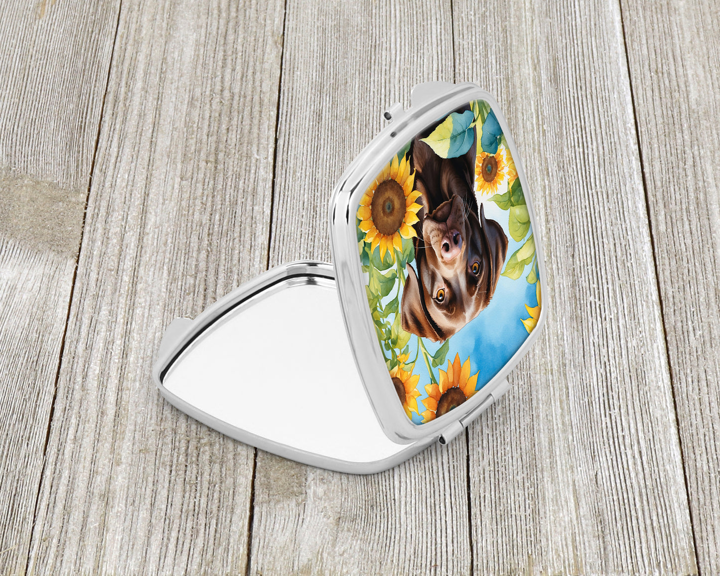 Labrador Retriever in Sunflowers Compact Mirror