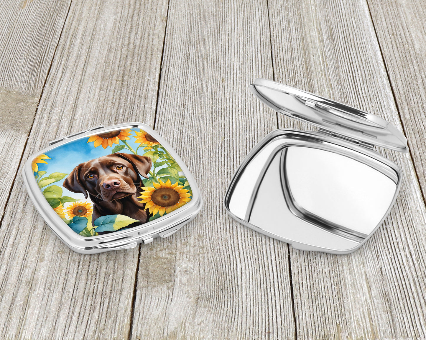 Labrador Retriever in Sunflowers Compact Mirror