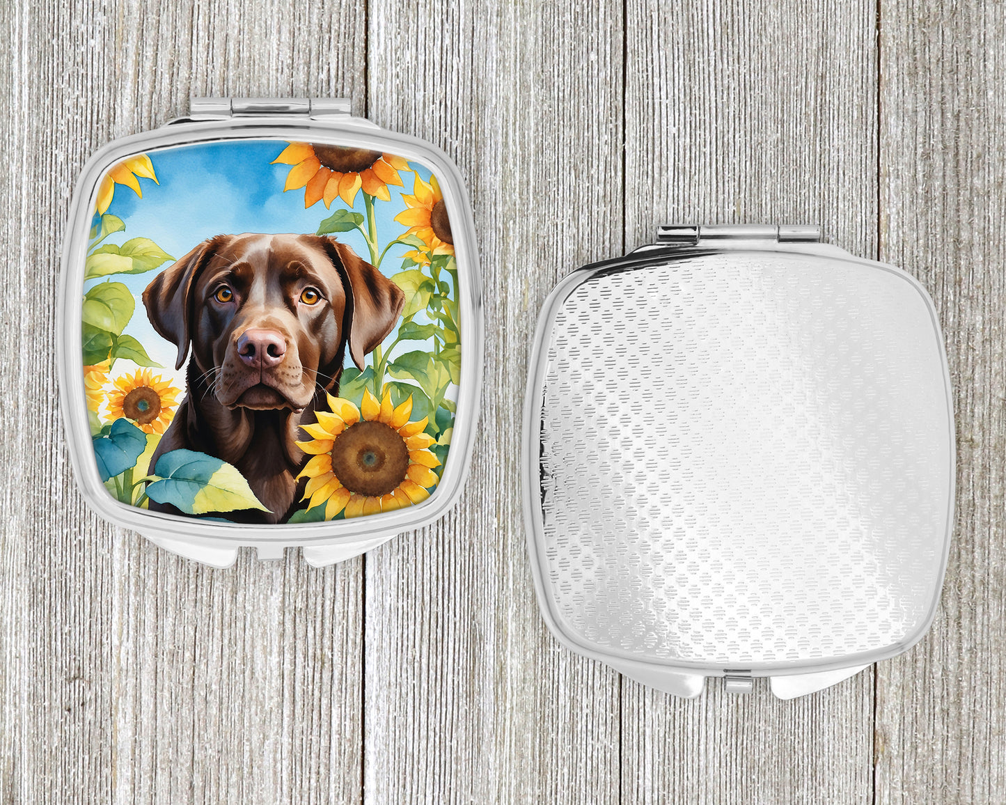 Labrador Retriever in Sunflowers Compact Mirror