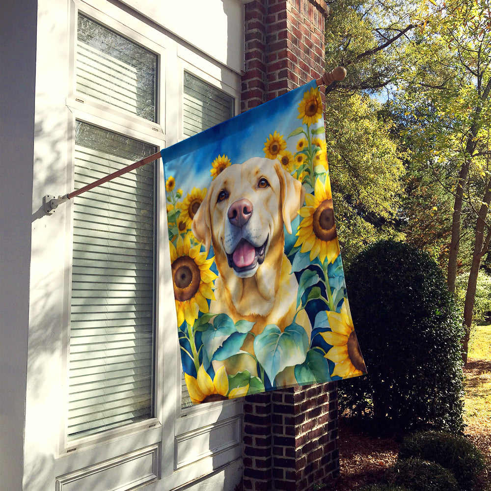 Labrador Retriever in Sunflowers House Flag