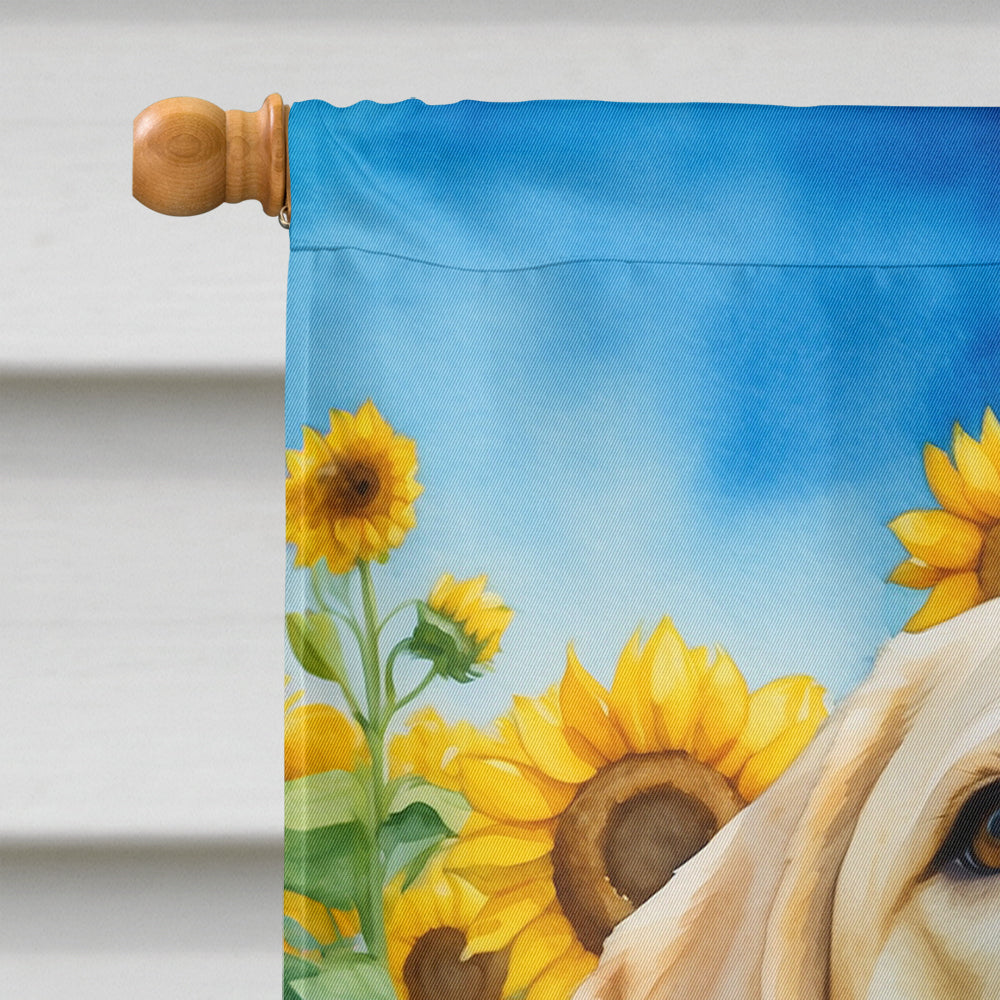 Labrador Retriever in Sunflowers House Flag