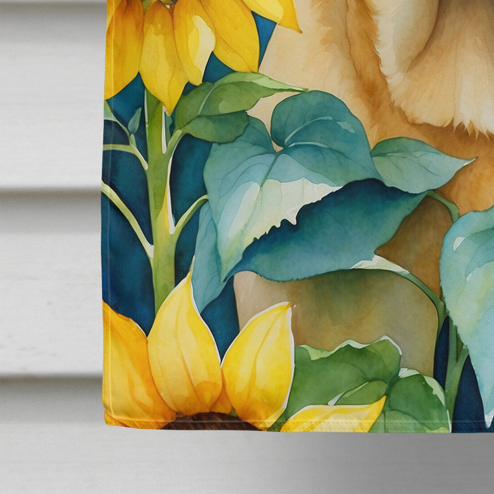 Labrador Retriever in Sunflowers House Flag