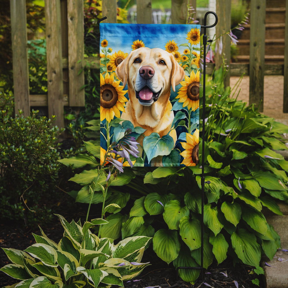 Labrador Retriever in Sunflowers Garden Flag