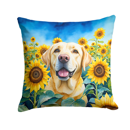 Buy this Labrador Retriever in Sunflowers Throw Pillow