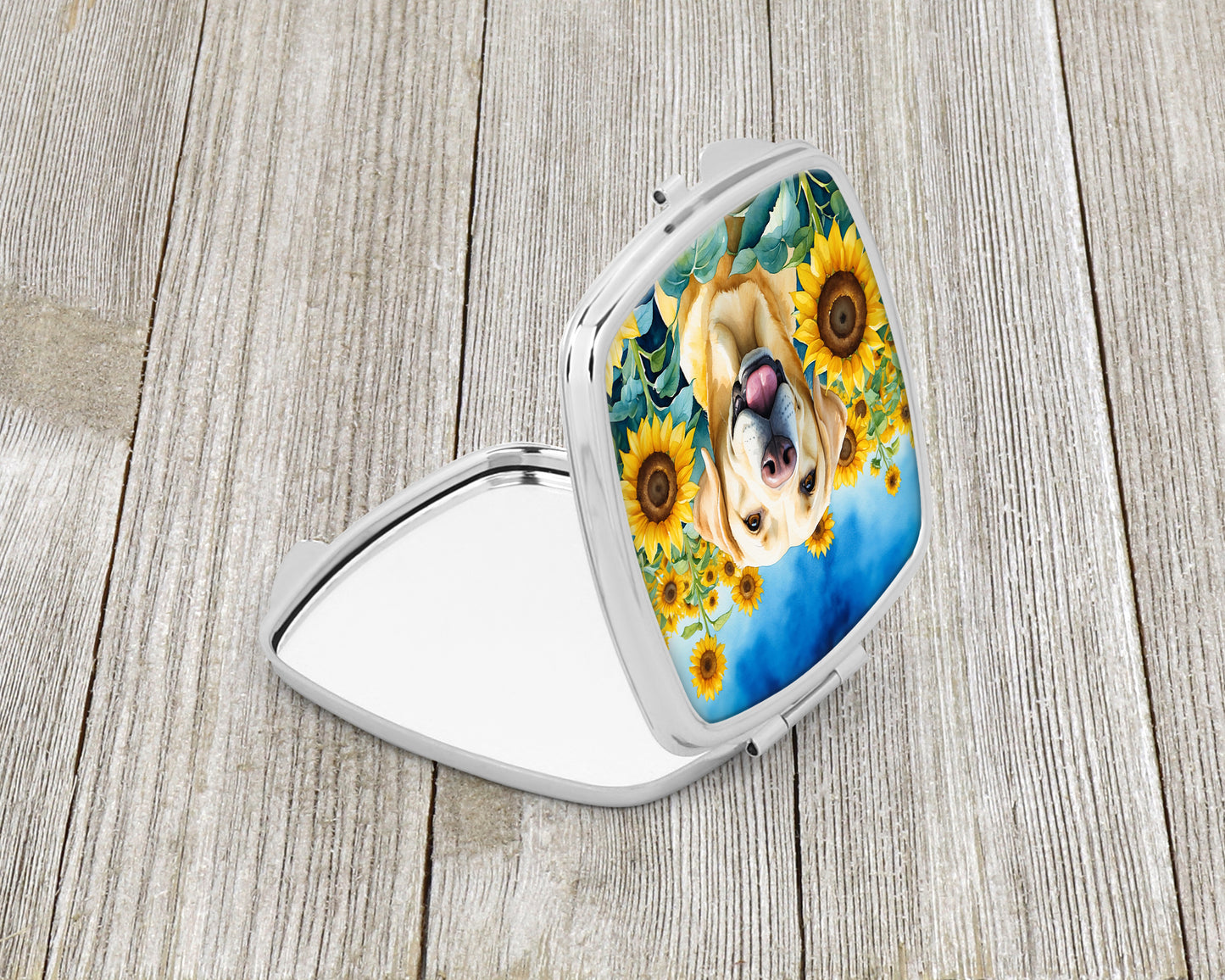 Labrador Retriever in Sunflowers Compact Mirror